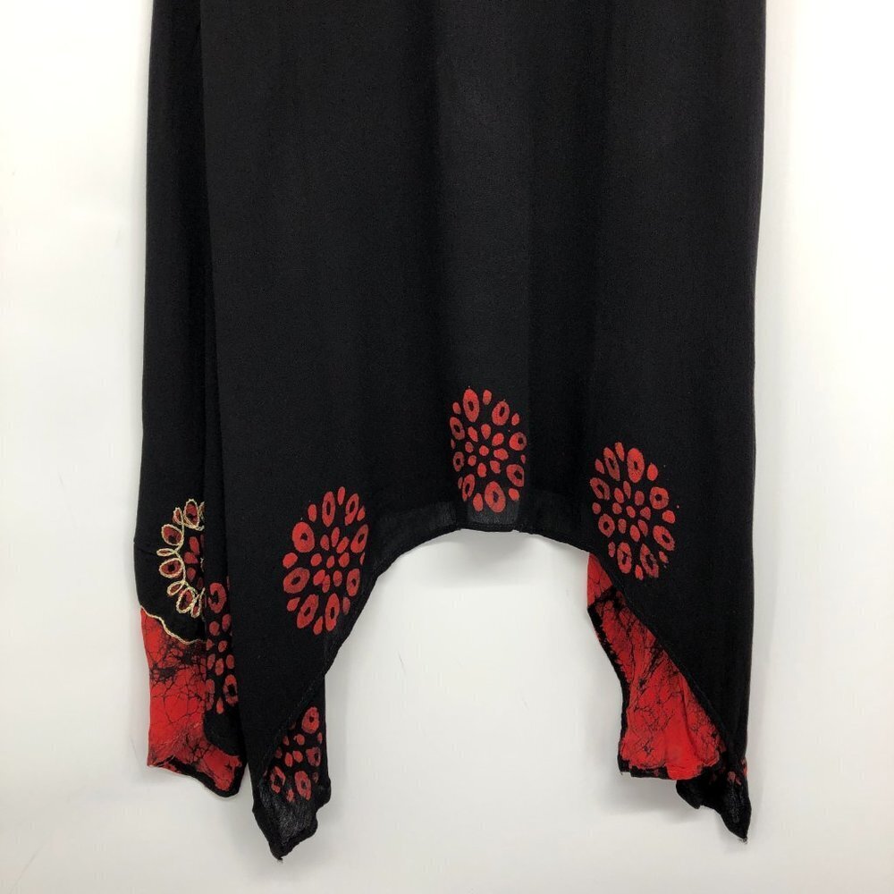 Shiva Fashions Rayon Black & Red High Low Hindi-style Tunic Blouse OS - Picture 11 of 15